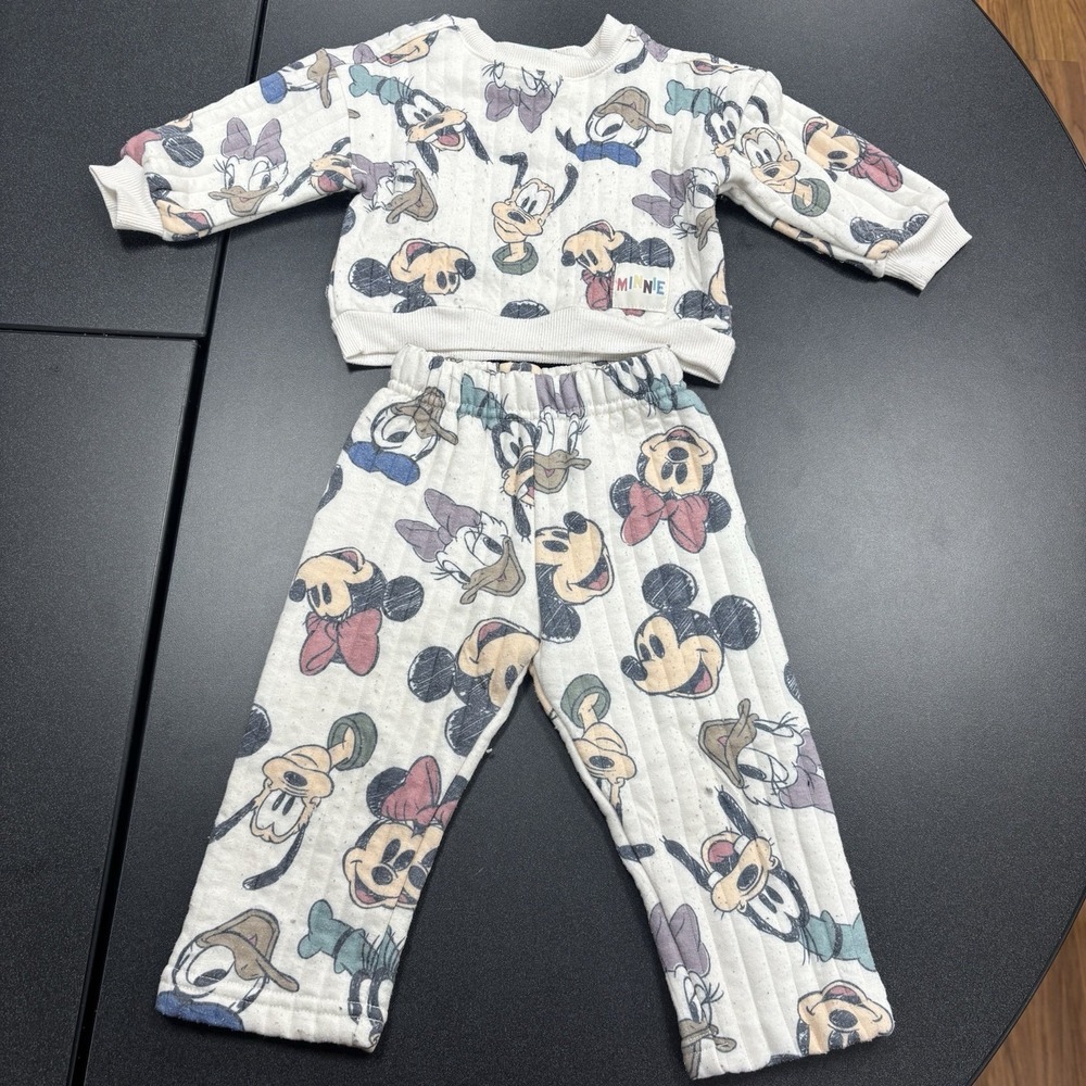Disney‎ Characters Sweatshirt and Sweatpants Set Baby 18M Mickey Minnie Goofy